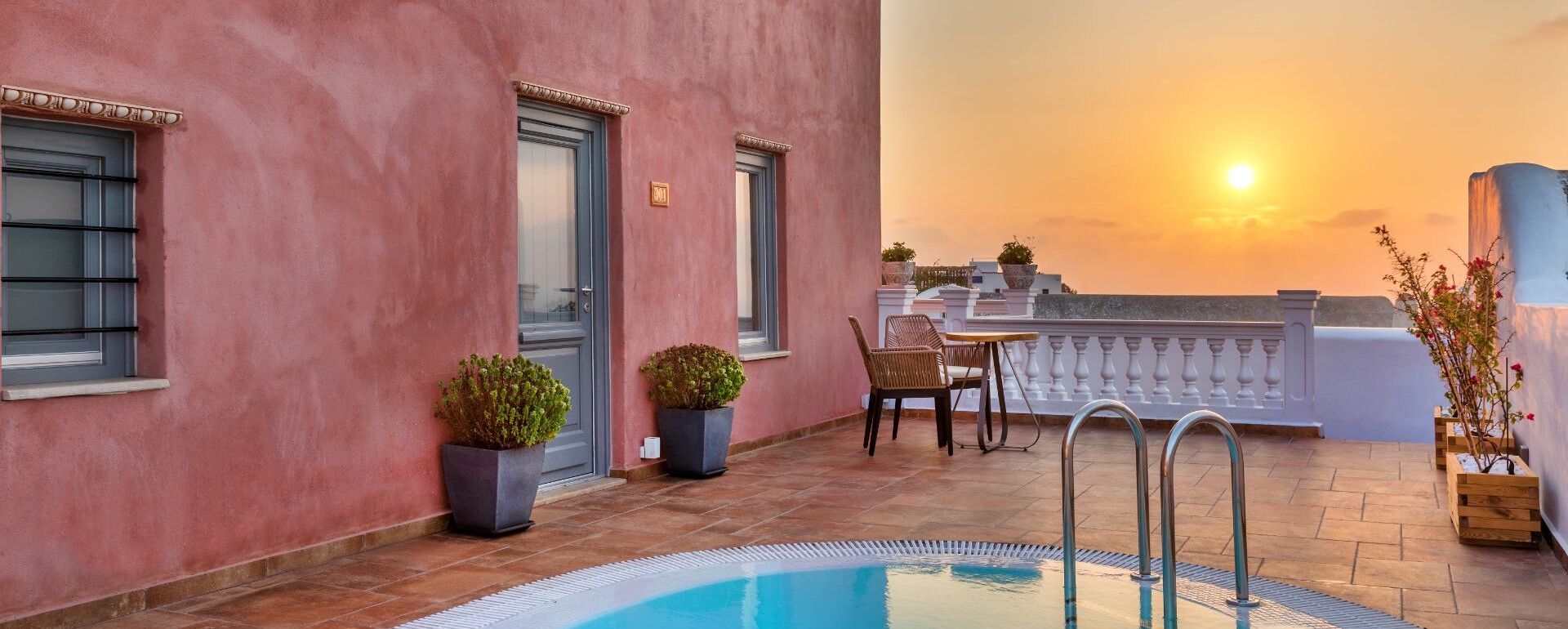 Incredible sunset views from Tramonto Secret Villas, part of our Santorini luxury hotels