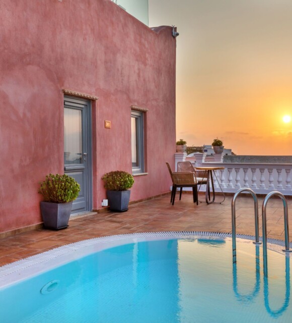 Incredible sunset views from Tramonto Secret Villas, part of our Santorini luxury hotels