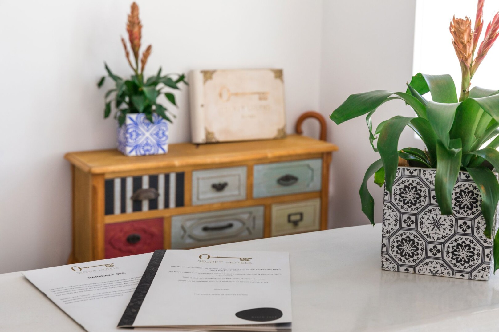 The recpetion desk at Santorini Legend Suites is there to assist in anything our guests need or desire