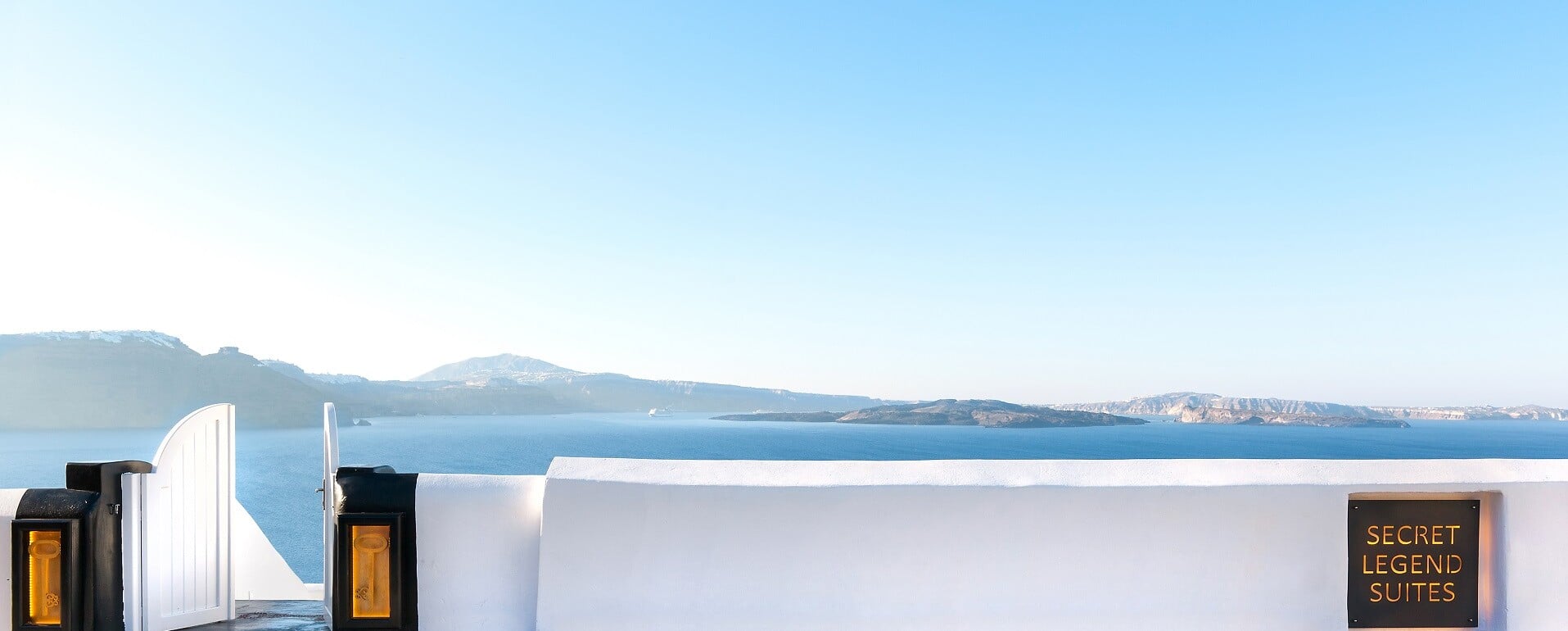 Views onto the Caldera at Secret Legend Suites, part of our Santorini luxury hotels