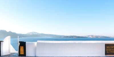 Views onto the Caldera at Secret Legend Suites, part of our Santorini luxury hotels