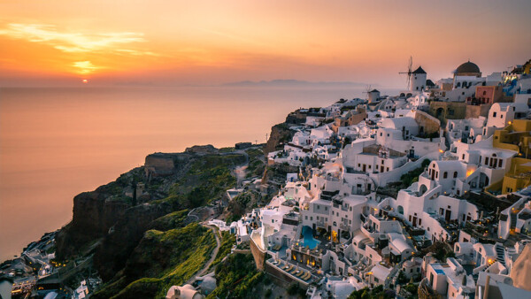 Enchanting Oia village at sunset